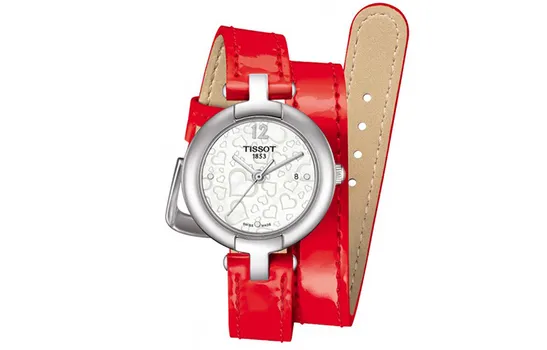 TISSOT Женские часы Pink Collection с кварцевым механизмом, 28 мм, белый циферблат, корпус из нержавеющей стали, кожаный ремешок