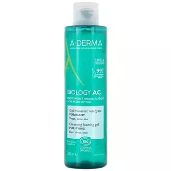 A-DERMA Очищающий пенящийся гель для жирной кожи, склонной к акне Biology AC