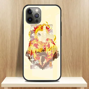 Чехол из аниме-стекла Demon Slayer для Apple iPhone 14 13 Pro 11 12 7 8 Plus SE 2022 XR X XS Max 6 6S, закаленный чехол для телефона iPhone 14 Plus