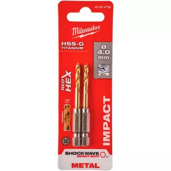 Сверло по металлу Milwaukee RedHEX HSS-G TiN 4x71.5мм 2шт (708)