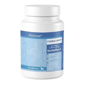 GlobalVet Multieffect adult Витамины Комплекс для собак крупных пород, 70 таблеток для взрослых Россия 1 уп. х 1 шт. х 0.09 кг