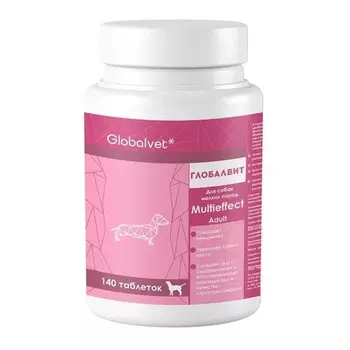 GlobalVet Multieffect adult Витамины Комплекс для собак мелких пород, 140 таблеток для взрослых породы мелкого размера Россия 1 уп. х 1 шт. х 0.07 кг
