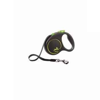 Flexi Black Design tape S поводок-рулетка для собак, зеленая 5 м, до 15 кг породы среднего размера Германия 1 уп. х 1 шт. х 0.174 кг