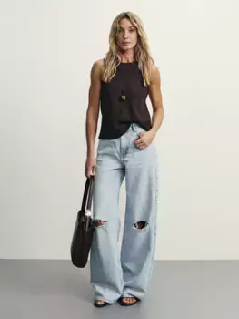 Джинсы wide leg с высокой посадкой