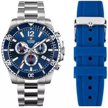 Швейцарские наручные мужские часы Le Temps LT1044.03BS01. Коллекция Swiss Naval Patrol Chronograph