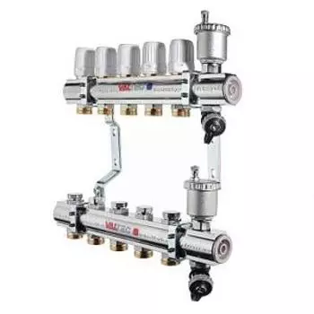 Коллекторная группа Valtec 1"х11 отводов с термостатическими и балансировочными клапанами VTc.594.EMNX.0611