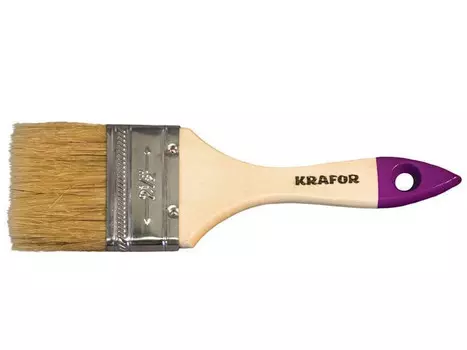 Krafor кисть плоская №1, 5/38 мм натур.щетина, дерев.ручка 002-0015 49193