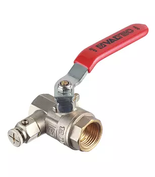 Кран шаровой Base Valtec 1/2" ВР с дренажом и воздухоотводчиком