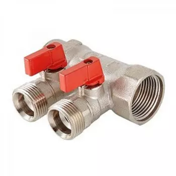 Коллектор с отсекающими кранами, 3/4"х2 вых. 1/2" НР Valtec VTc.580.N.0502
