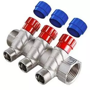 Коллектор с регулирующими вентилями, 1"х3 вых. 1/2" НР Valtec VTc.560.N.0603