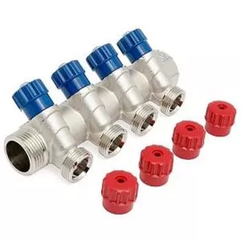 Коллектор с регулирующими вентилями, 1"х4 вых. 1/2" НР Valtec VTc.560.N.0604