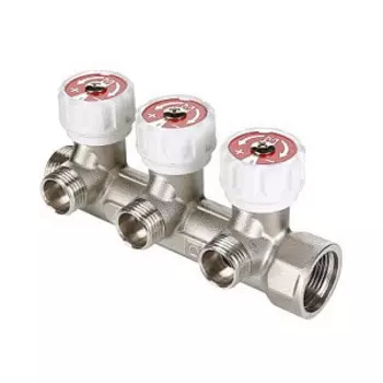 Коллектор с регулирующими вентилями, 3/4"х3 вых. 1/2" НР Valtec (на подающий трубопровод) VTc.570.N.0503