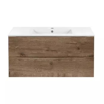 Тумба c раковиной Vincea Mia 1000 подвесная, 2 выкатных ящика soft close, V.Oak, VMC-2MC100VO