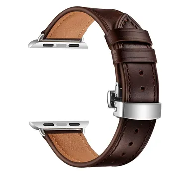 Для Apple Watch 6 5 4 3 2 1 SE ремешок для часов-бабочки ремешок для IWach 44 мм 40 мм 42 мм 38 мм браслет из натуральной кожи 44mm and 42mm розовый