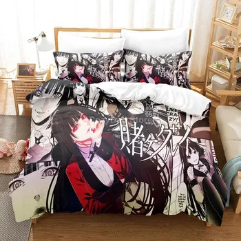 Kakegurui комплект постельного белья для девочек аниме 3d пододеяльник комплекты стеганое постельное белье Twin Queen King Single Size мальчики дети подарок мультфильм EU Single 135x200cm