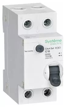 Автомат дифференциальный Systeme Electric C9D51610 City9 Set 1P+N С 10А 4.5kA 10мА Тип-A 230В