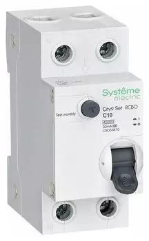 Автомат дифференциальный Systeme Electric C9D55610 City9 Set 1P+N С 10А 4.5kA 30мА Тип-A 230В