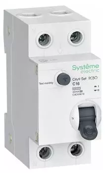Автомат дифференциальный Systeme Electric C9D55616 City9 Set 1P+N С 16А 4.5kA 30мА Тип-A 230В
