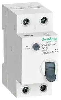Автомат дифференциальный Systeme Electric C9D65640 City9 Set 1P+N С 40А 6kA 30мА Тип-A 230В
