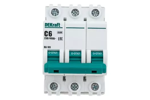 Автоматический выключатель DEKraft 11076DEK 3Р 6А х-ка C ВА-101 4,5кА