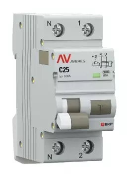 Автомат дифференциальный EKF rcbo10-1pn-25C-30-a-av DVA-10 1P+N 25А (C) 30мА (A) 10кА AVERES
