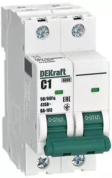 Автоматический выключатель DEKraft 12280DEK 2Р 1А х-ка C ВА-103 6кА