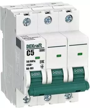 Автоматический выключатель DEKraft 12300DEK 3Р 5А х-ка C ВА-103 6кА