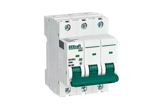 Автоматический выключатель DEKraft 12303DEK 3Р 10А х-ка C ВА-103 6кА