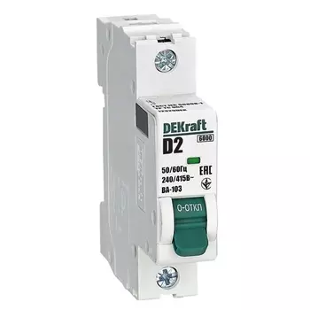 Автоматический выключатель DEKraft 12329DEK 1Р 2А х-ка D ВА-103 6кА