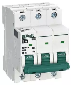Автоматический выключатель DEKraft 12364DEK 3Р 5А х-ка D ВА-103 6кА
