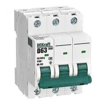 Автоматический выключатель DEKraft 12375DEK 3Р 63А х-ка D ВА-103 6кА