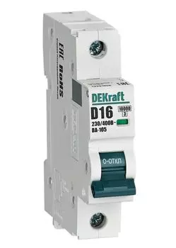 Автоматический выключатель DEKraft 13201DEK 1P 16A х-ка D ВА-105 10кА