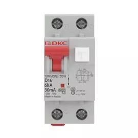 Автоматический выключатель дифф. тока (АВДТ) DKC MDR63-22C16-A 6kA, тип характеристики C, 1P+N, 16A, тип A, 2 модуля, "YON"