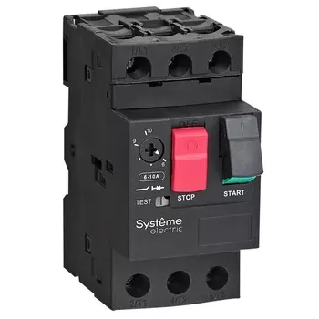 Автоматический выключатель для защиты двигателя Systeme Electric GM2ME14 GM2ME 6.3-10A комб.расцепитель кноп.упр. (GV2ME14)