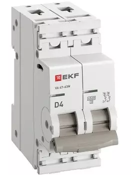 Автоматический выключатель EKF M634204D 2P 4А (D) 4,5kA ВА 47-63N PROxima