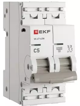 Автоматический выключатель EKF M634205C 2P 5А (C) 4,5kA ВА 47-63N PROxima