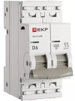 Автоматический выключатель EKF M634206D 2P 6А (D) 4,5kA ВА 47-63N PROxima
