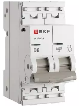 Автоматический выключатель EKF M634208D 2P 8А (D) 4,5kA ВА 47-63N PROxima