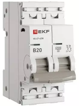 Автоматический выключатель EKF M634220B 2P 20А (В) 4,5kA ВА 47-63N PROxima