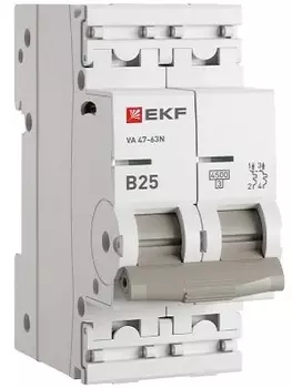 Автоматический выключатель EKF M634225B 2P 25А (В) 4,5kA ВА 47-63N PROxima