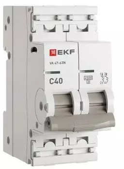 Автоматический выключатель EKF M634240C 2P 40А (C) 4,5kA ВА 47-63N PROxima
