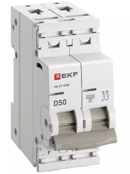 Автоматический выключатель EKF M634250D 2P 50А (D) 4,5kA ВА 47-63N PROxima