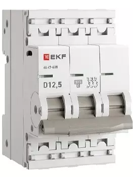 Автоматический выключатель EKF M634312T5D 3P 12,5А (D) 4,5kA ВА 47-63N PROxima