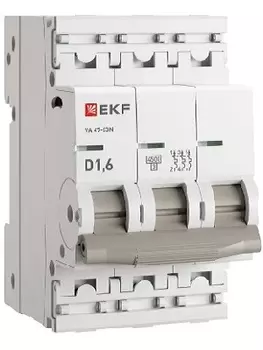 Автоматический выключатель EKF M63431T6D 3P 1,6А (D) 4,5kA ВА 47-63N PROxima