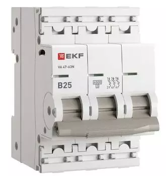 Автоматический выключатель EKF M634325B 3P 25А (В) 4,5kA ВА 47-63N PROxima
