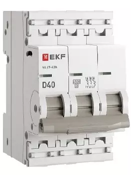 Автоматический выключатель EKF M634340D 3P 40А (D) 4,5kA ВА 47-63N PROxima