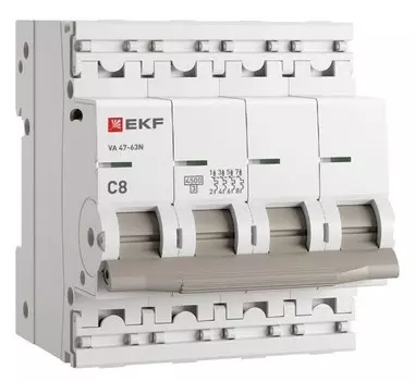 Автоматический выключатель EKF M634408C 4P 8А (C) 4,5kA ВА 47-63N PROxima