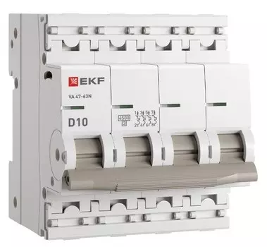 Автоматический выключатель EKF M634410D 4P 10А (D) 4,5kA ВА 47-63N PROxima