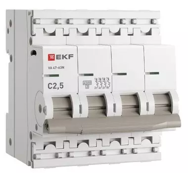 Автоматический выключатель EKF M63442T5C 4P 2,5А (C) 4,5kA ВА 47-63N PROxima