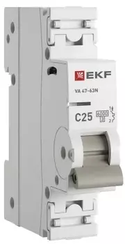 Автоматический выключатель EKF M636125C 1P 25А (C) 6кА ВА 47-63N PROxima